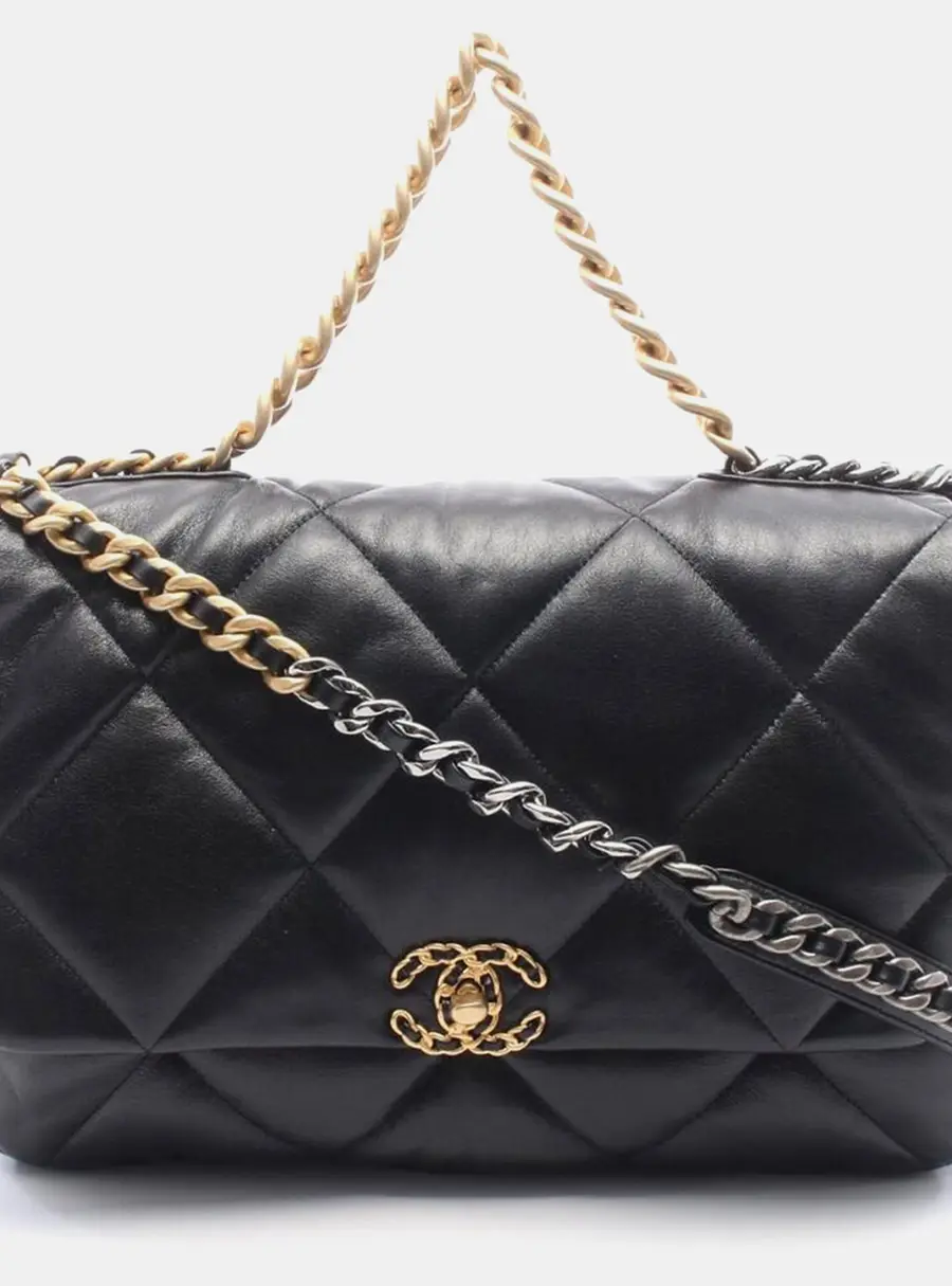 Chanel 19 Maxi Black Leather Shoulder Bag