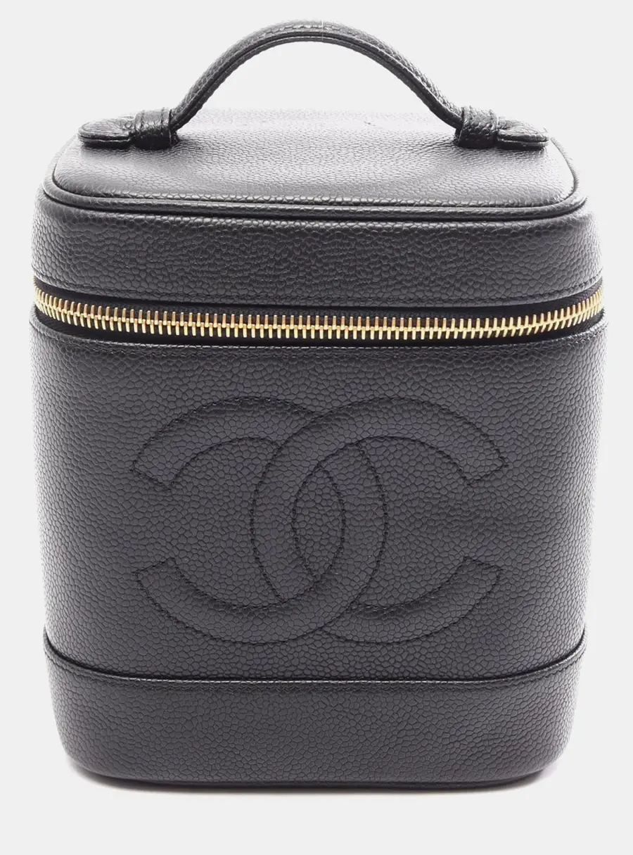 Chanel Black Caviar CC Tall Timeless Vanity Case