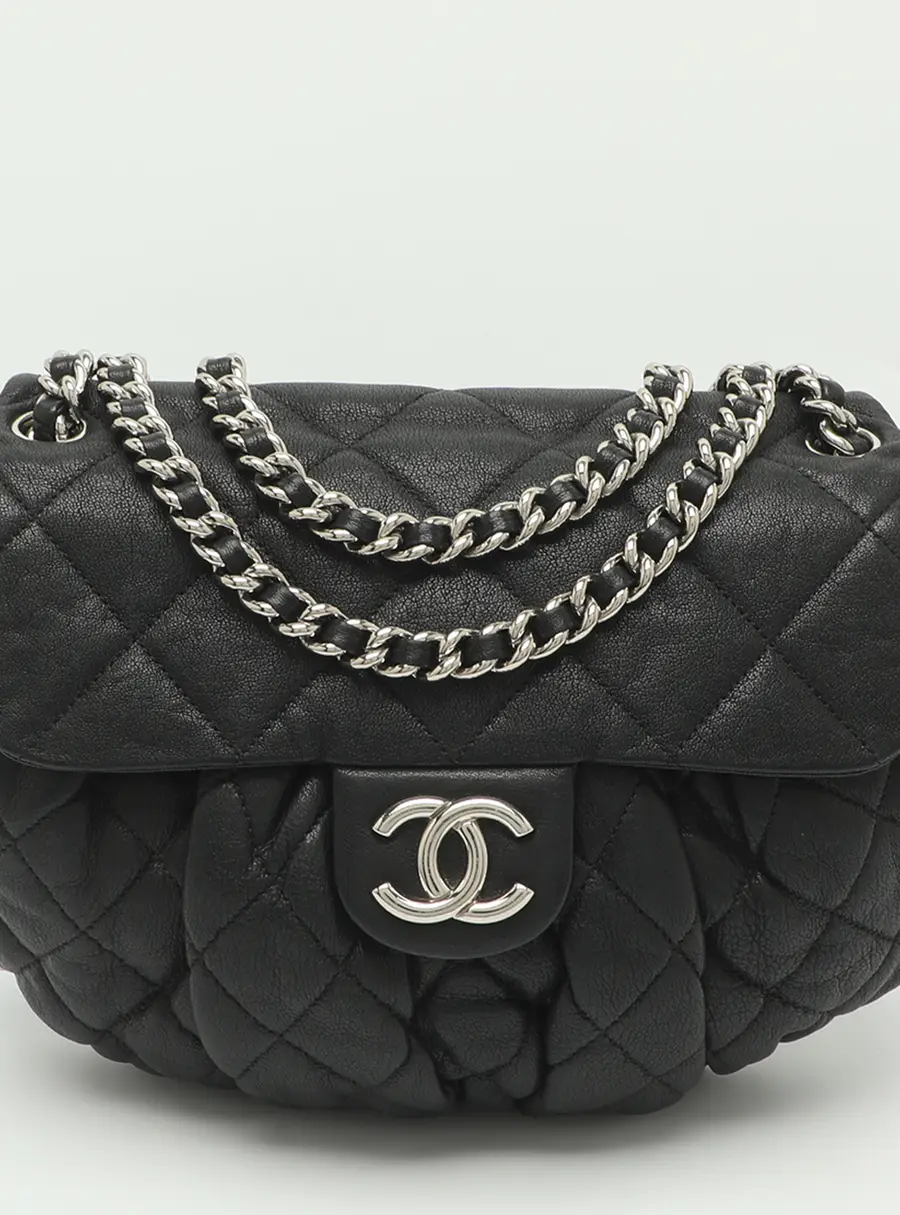 Chanel Chain Around Medium Black Quilted Leather Crossbody Bag