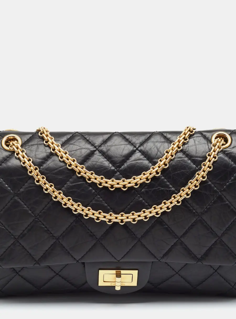 Chanel 2.55 Reissue Flap 227 Black Quilted Aged Leather Bag