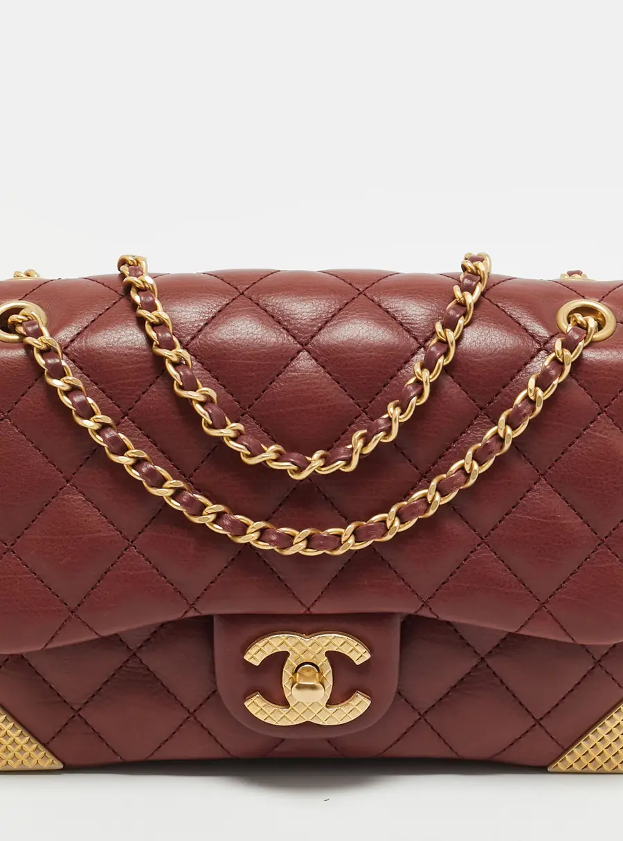 Chanel Rock The Corner Mini Dark Red Quilted Leather Flap Bag
