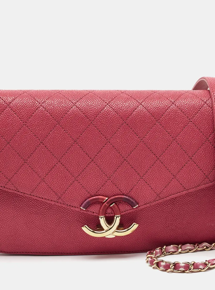 Chanel Thread Around Cuba Flap Pink Quilted Caviar Leather Bag