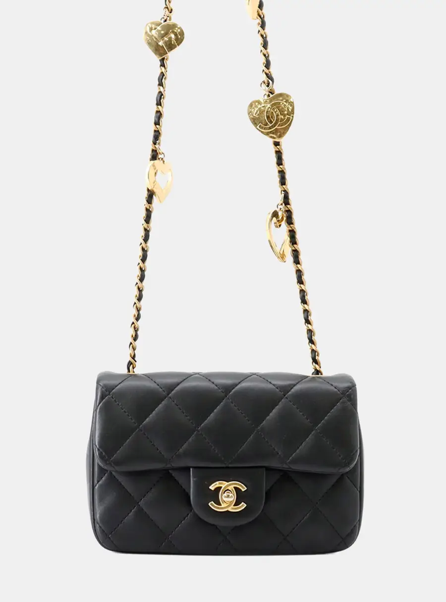 Chanel Matelasse Mini Black Lambskin Leather Shoulder Bag