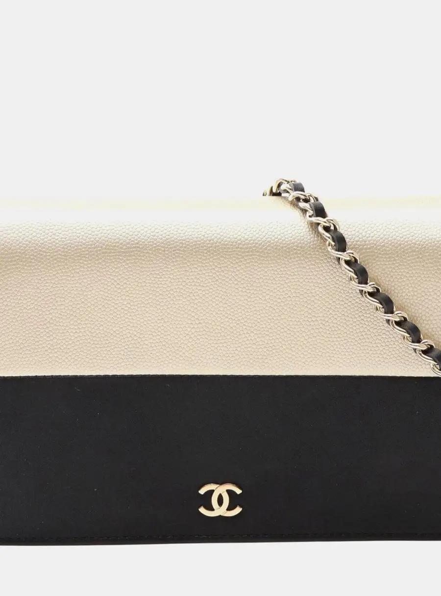 Chanel CC Bicolor Wallet on Chain Black Gold Calfskin Crossbody Bag