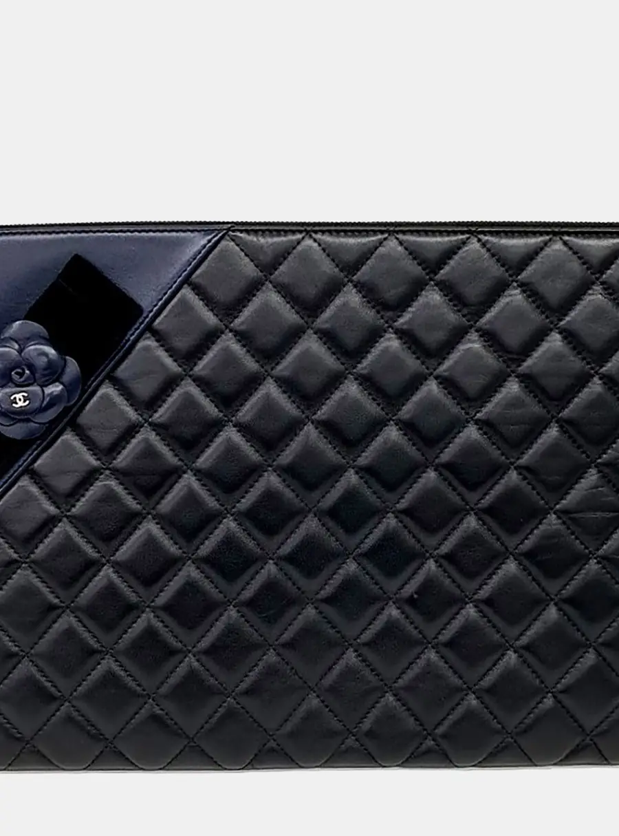 Chanel Multicolor Leather Camellia Clutch Large