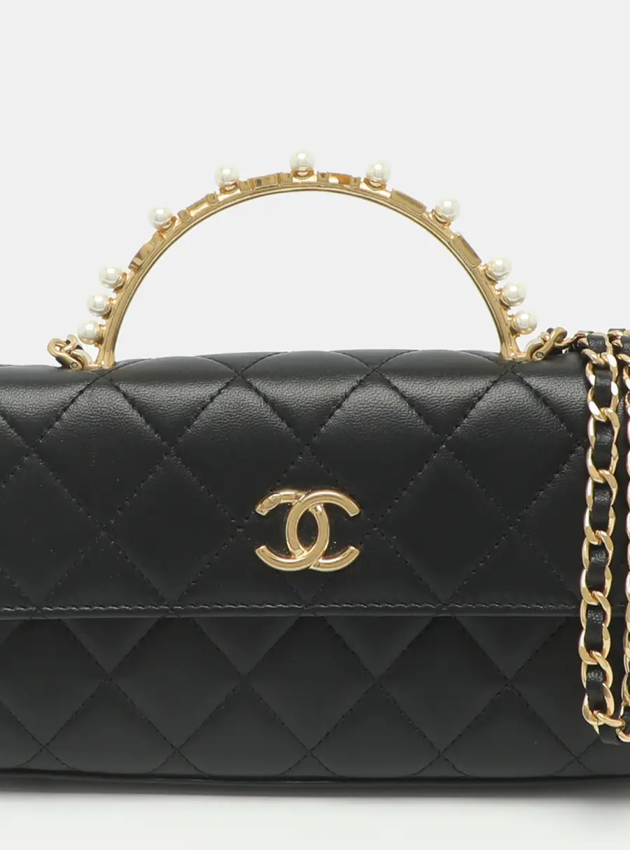 Chanel CC Embellished Black Quilted Leather Chain Bag