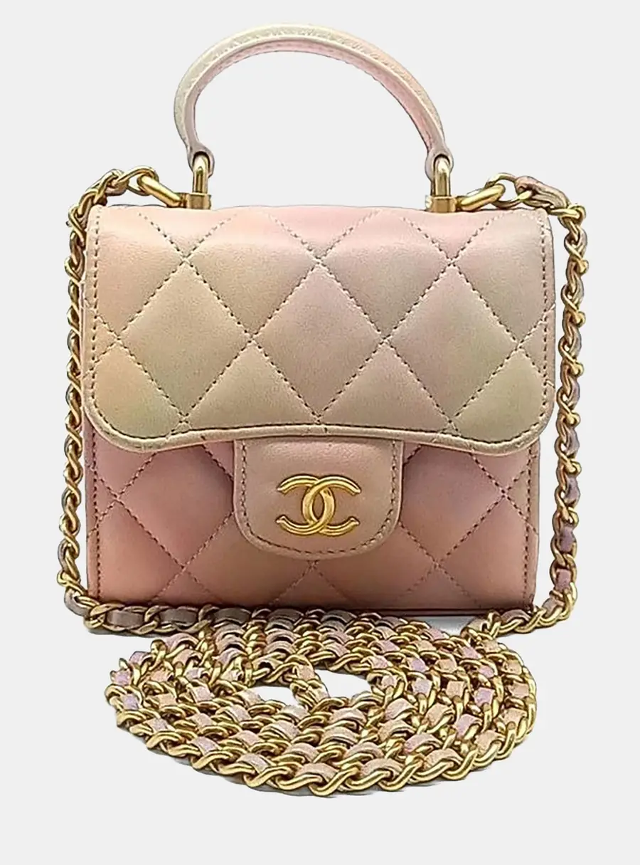 Chanel Multicolor Leather Lambskin Top Handle Mini Chain Crossbody Bag