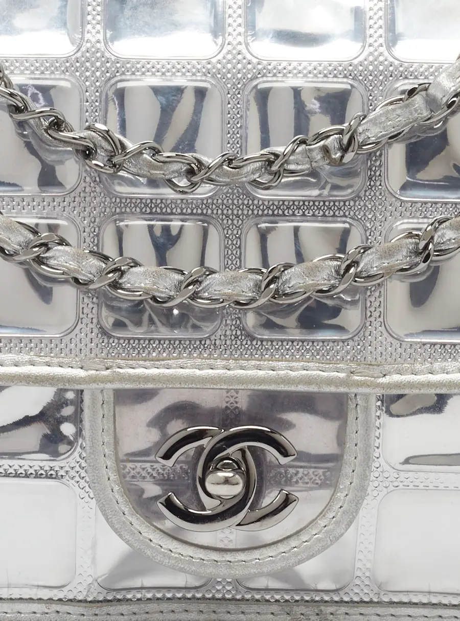 Chanel Ice Cube Limited Edition Silver PVC and Leather Flap Bag