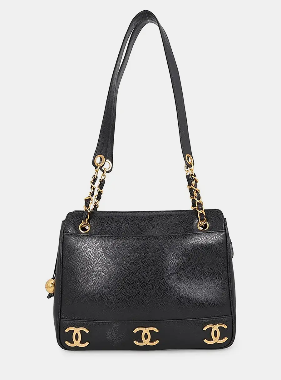 Chanel Triple Coco Chain shoulder Black Caviar Leather