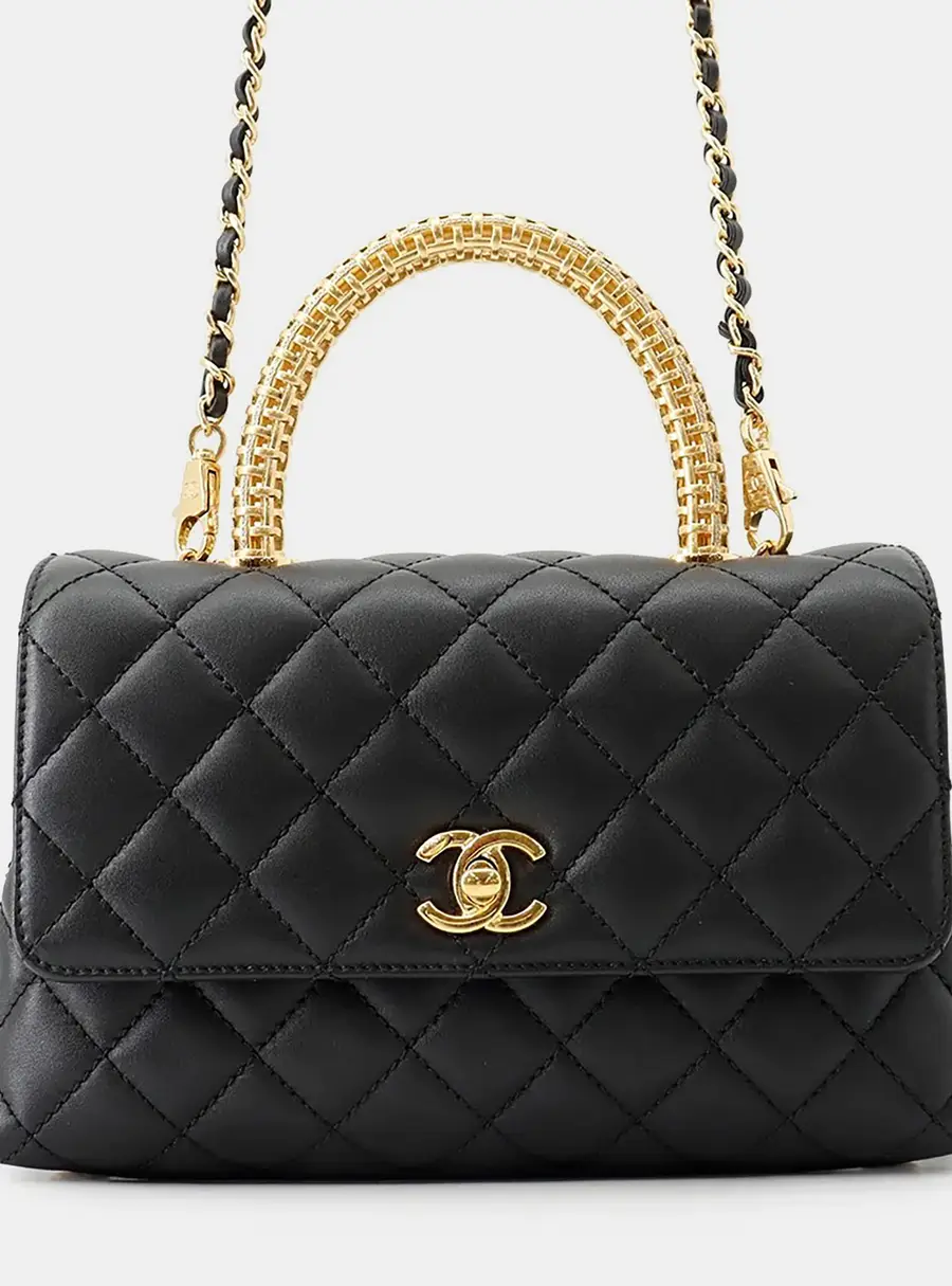 Chanel Coco Handle 2Wayhandbag Black Lambskin Size Xs