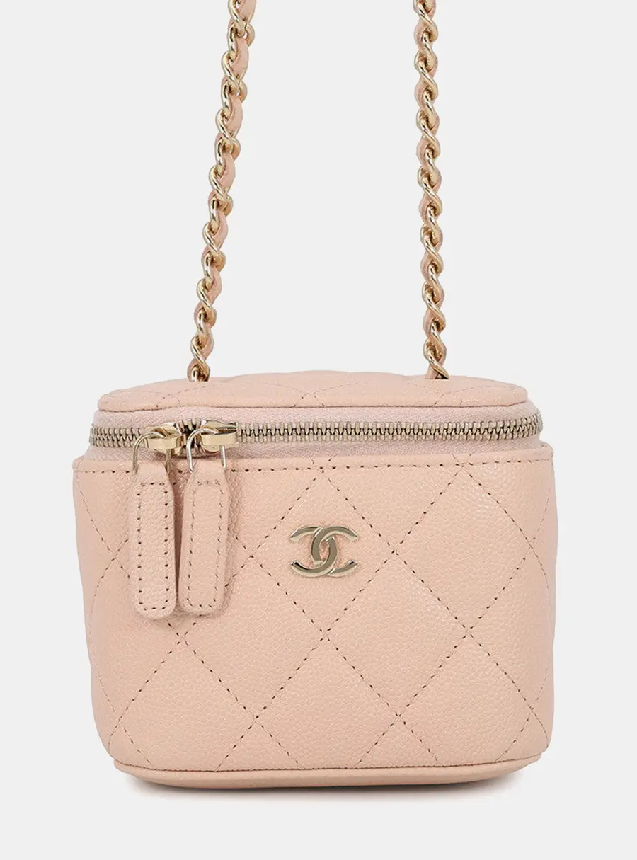 Chanel Matelasse Vanity Chain shoulder Bag Jasmin Flower Caviar Leather