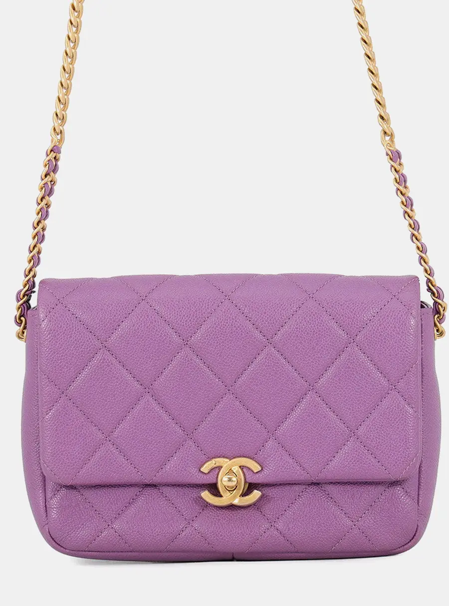 Chanel Matelasse Chain shoulder Purple Caviar Leather