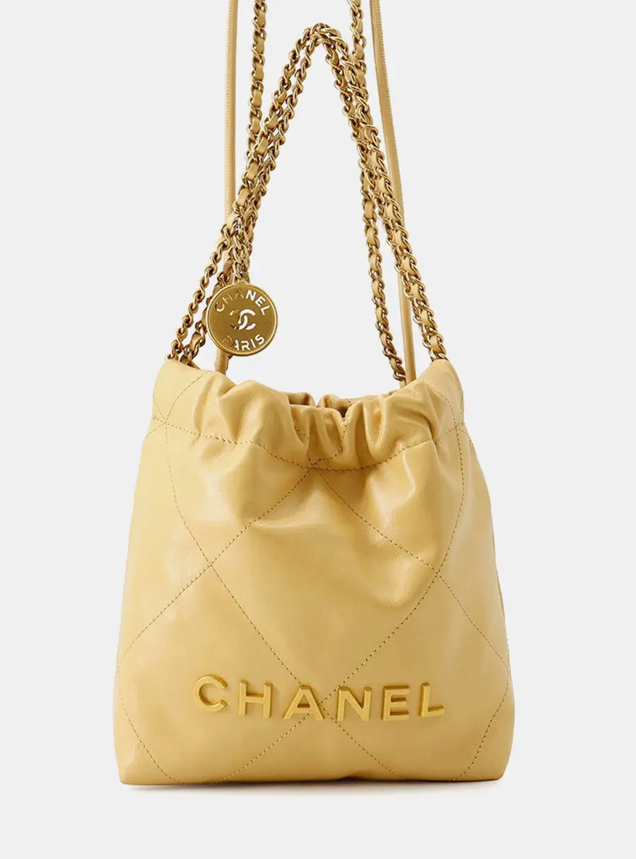 Chanel Chanel22 Chain shoulder Bag Beige Shiny Calf Leather Size Mini