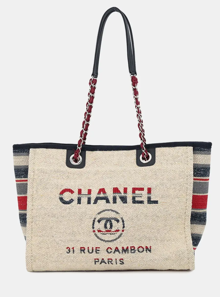 Chanel Deauville Beige/Multicolor Canvas Size Mm