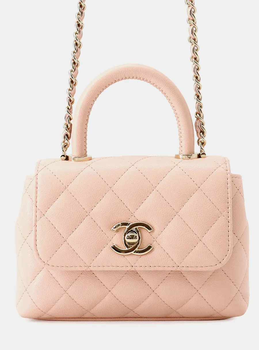 Chanel Coco Handle Light Pink Caviar Leather Size Mini Mini