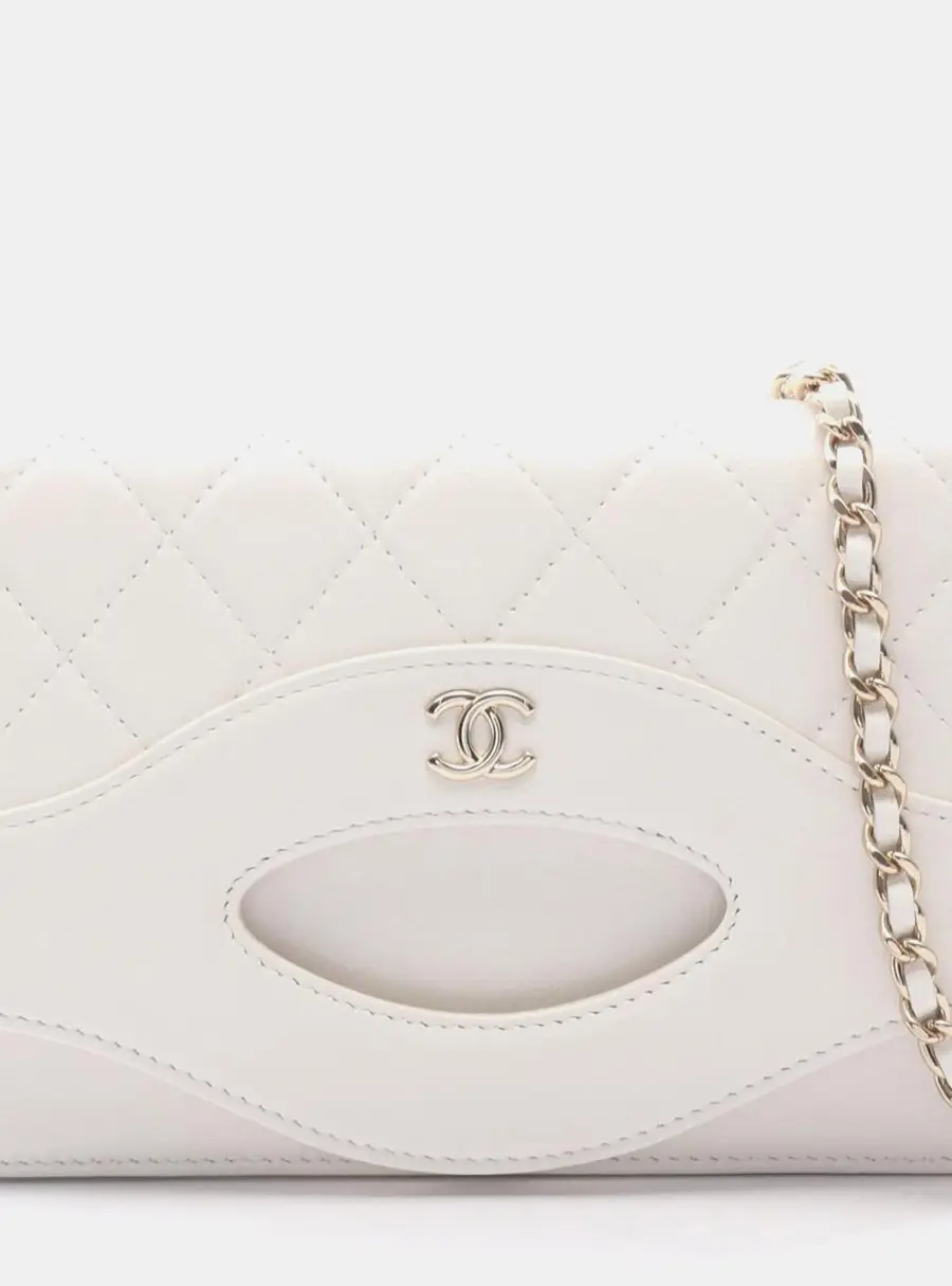 Chanel 31 Wallet on Chain White Quilted Shiny Lambskin Crossbody Bag