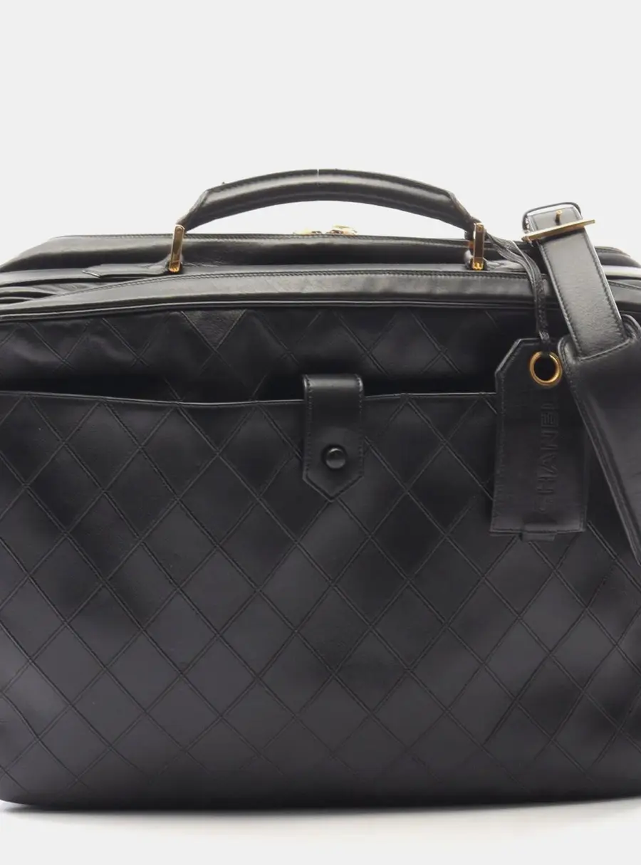 Chanel Bicolore 2 -Way Black Lambskin Leather Business Bag
