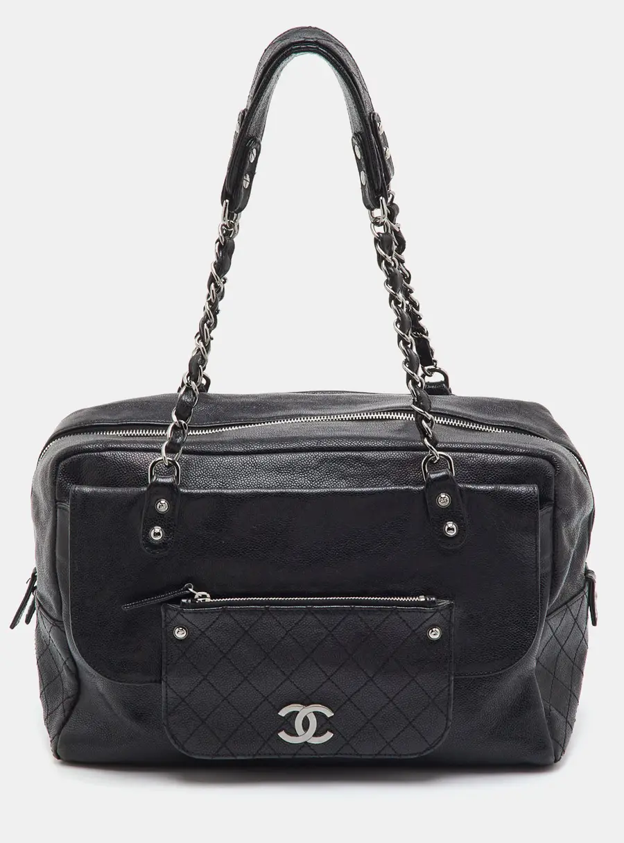Chanel Pocket in the City Black Caviar Leather Shoulder Bag