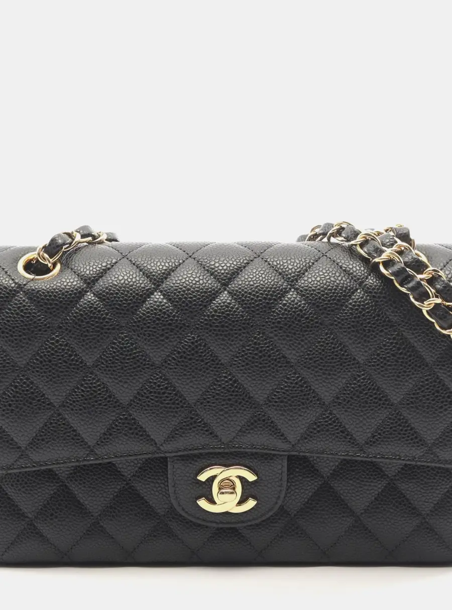 Chanel Classic Double Flap Black Caviar Leather Shoulder Bag