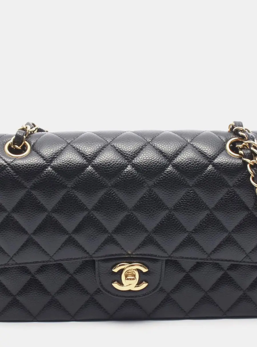 Chanel Classic Double Flap Medium Black Caviar Leather Shoulder Bag