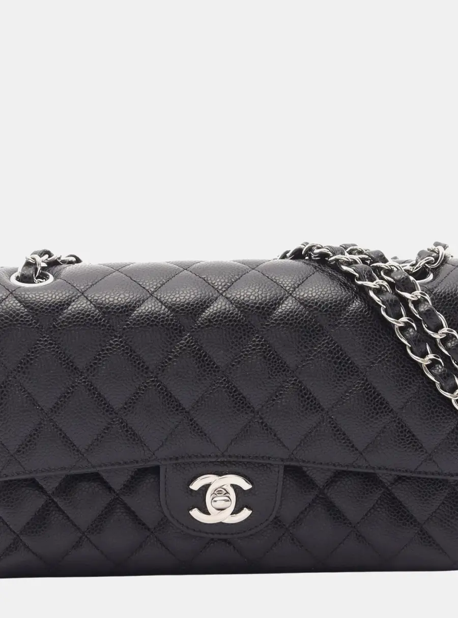 Chanel Classic Double Flap Black Caviar Leather Shoulder Bag