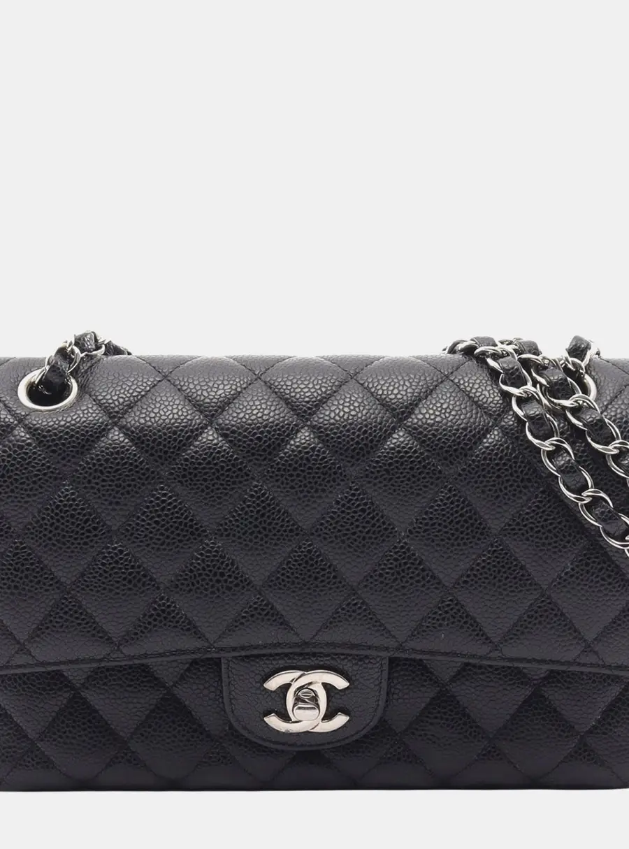 Chanel Classic Double Flap Jumbo Black Caviar Leather Shoulder Bag