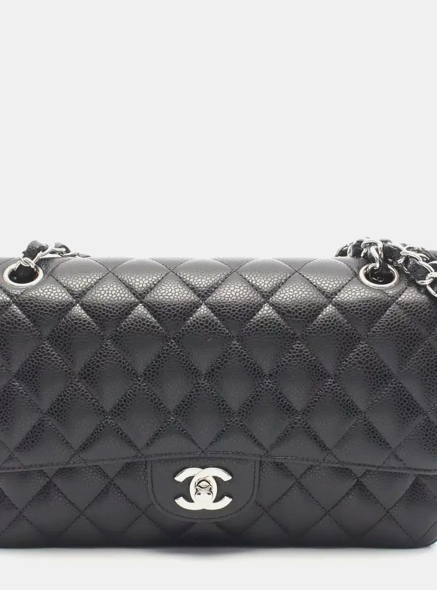 Chanel Classic Double Flap Black Caviar Leather Shoulder Bag