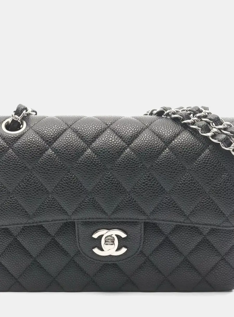 Chanel Classic Double Flap Black Caviar Leather Shoulder Bag
