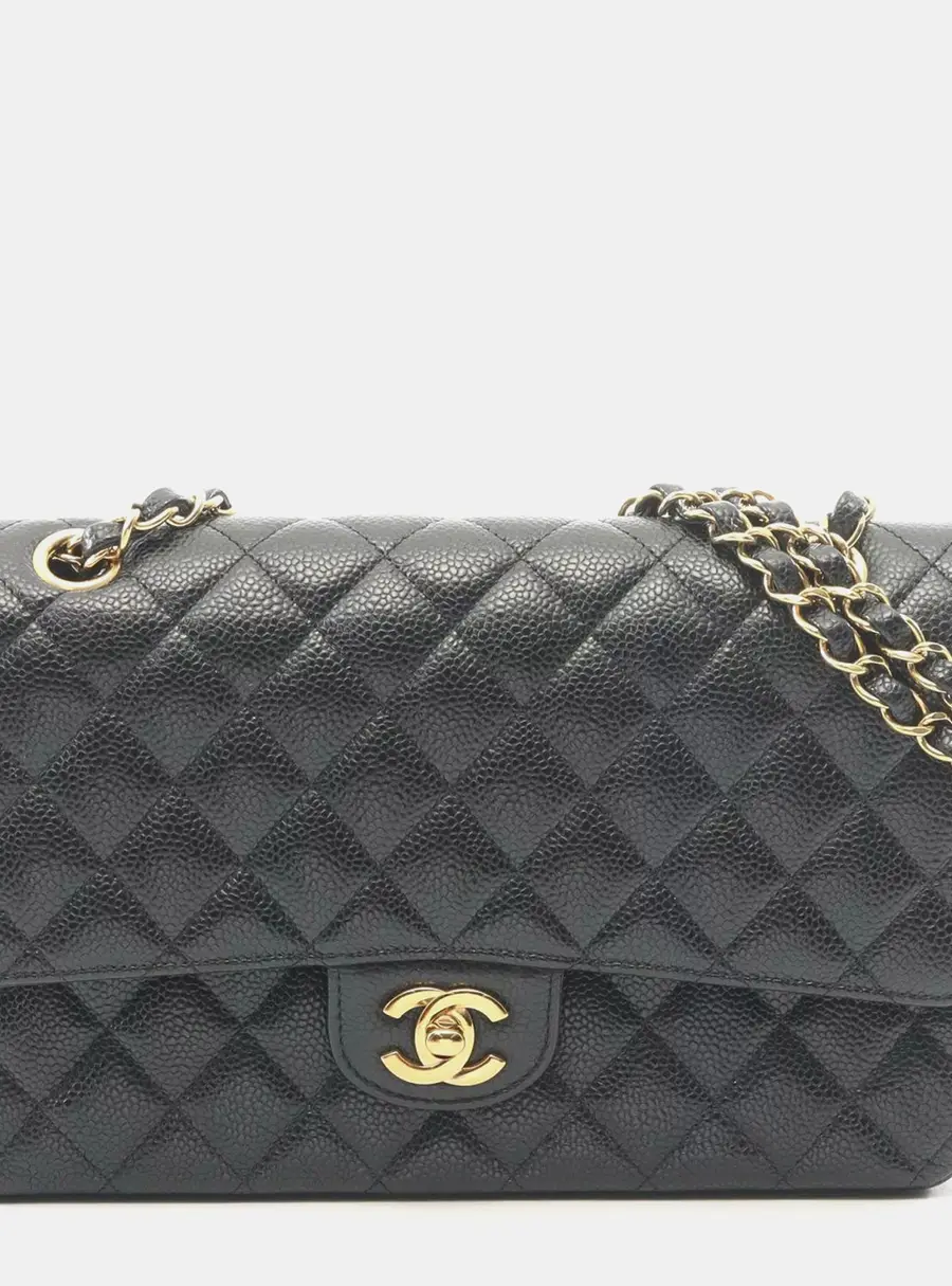 Chanel Classic Double Flap Medium Caviar Leather Shoulder Bag