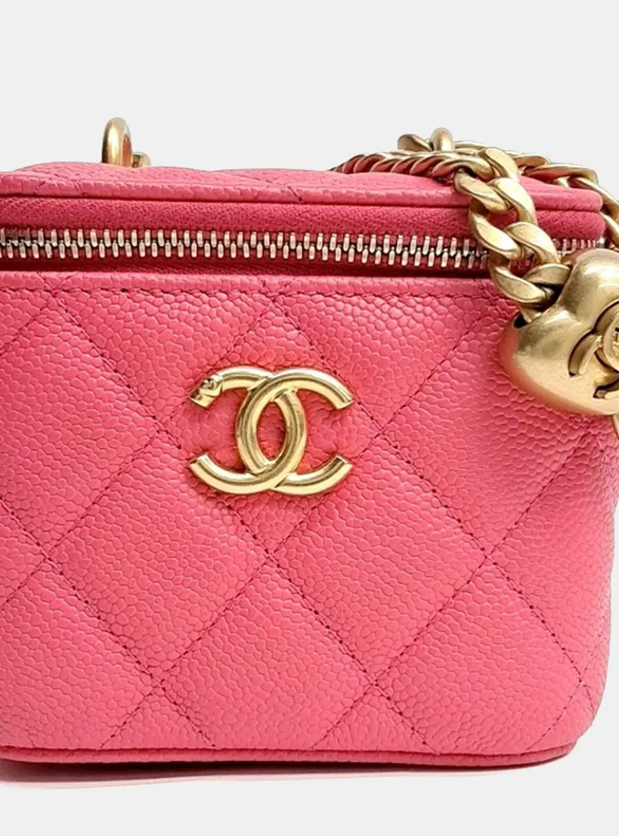 Chanel Pink Leather Heartball Vanity Mini Crossbody Bag