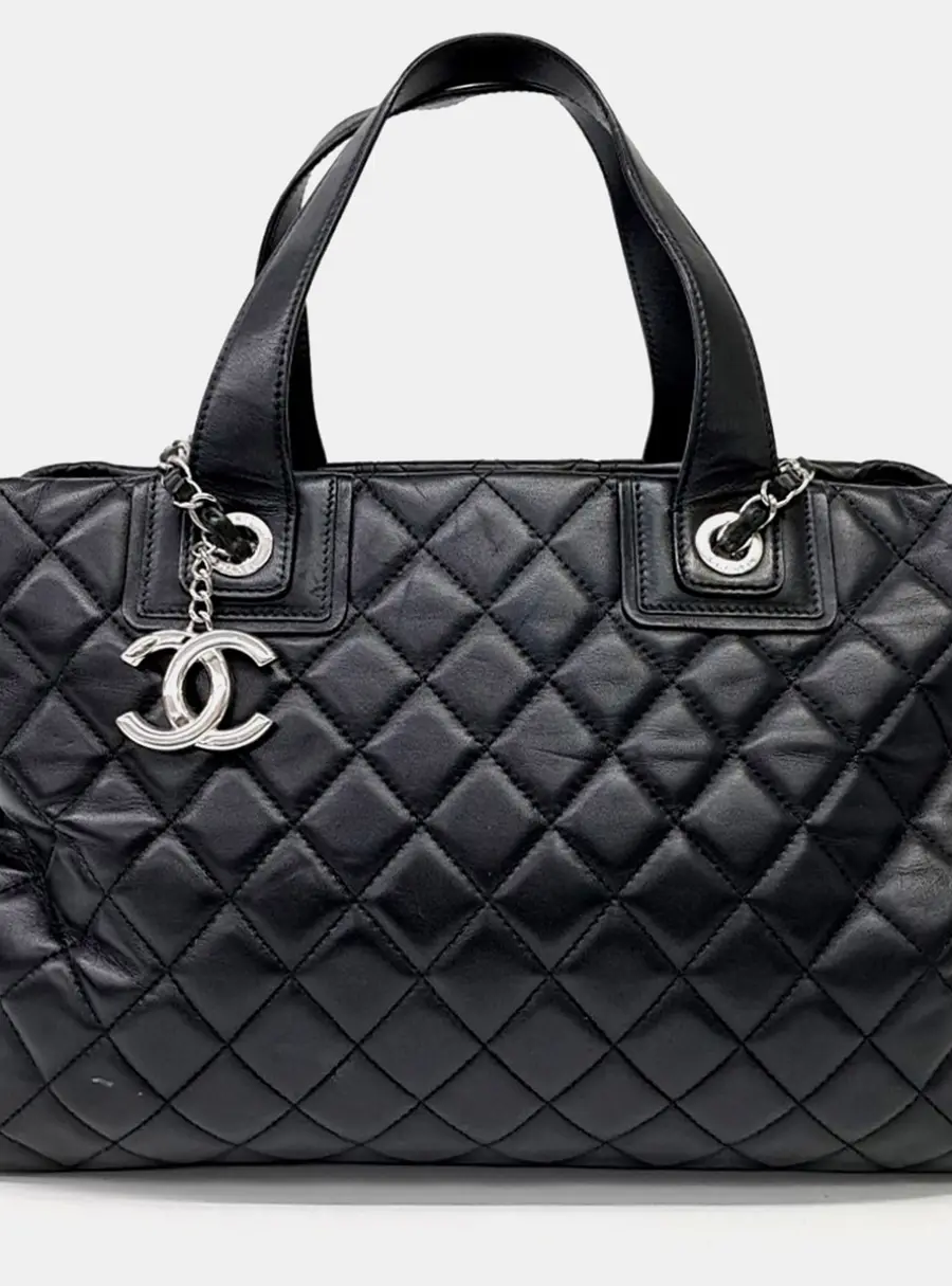 Chanel CC Black Leather Tote and Shoulder Bag