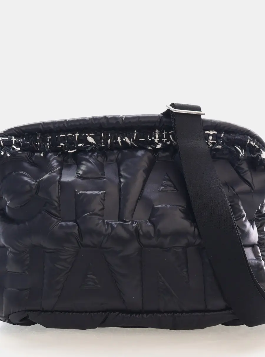Chanel Doudoune Coconage Medium Black Nylon Tweed Crossbody Bag