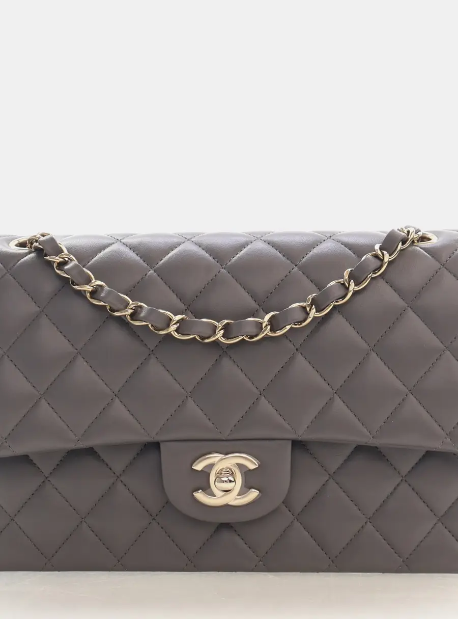 Chanel Classic Double Flap Medium Black Lambskin Leather Shoulder Bag