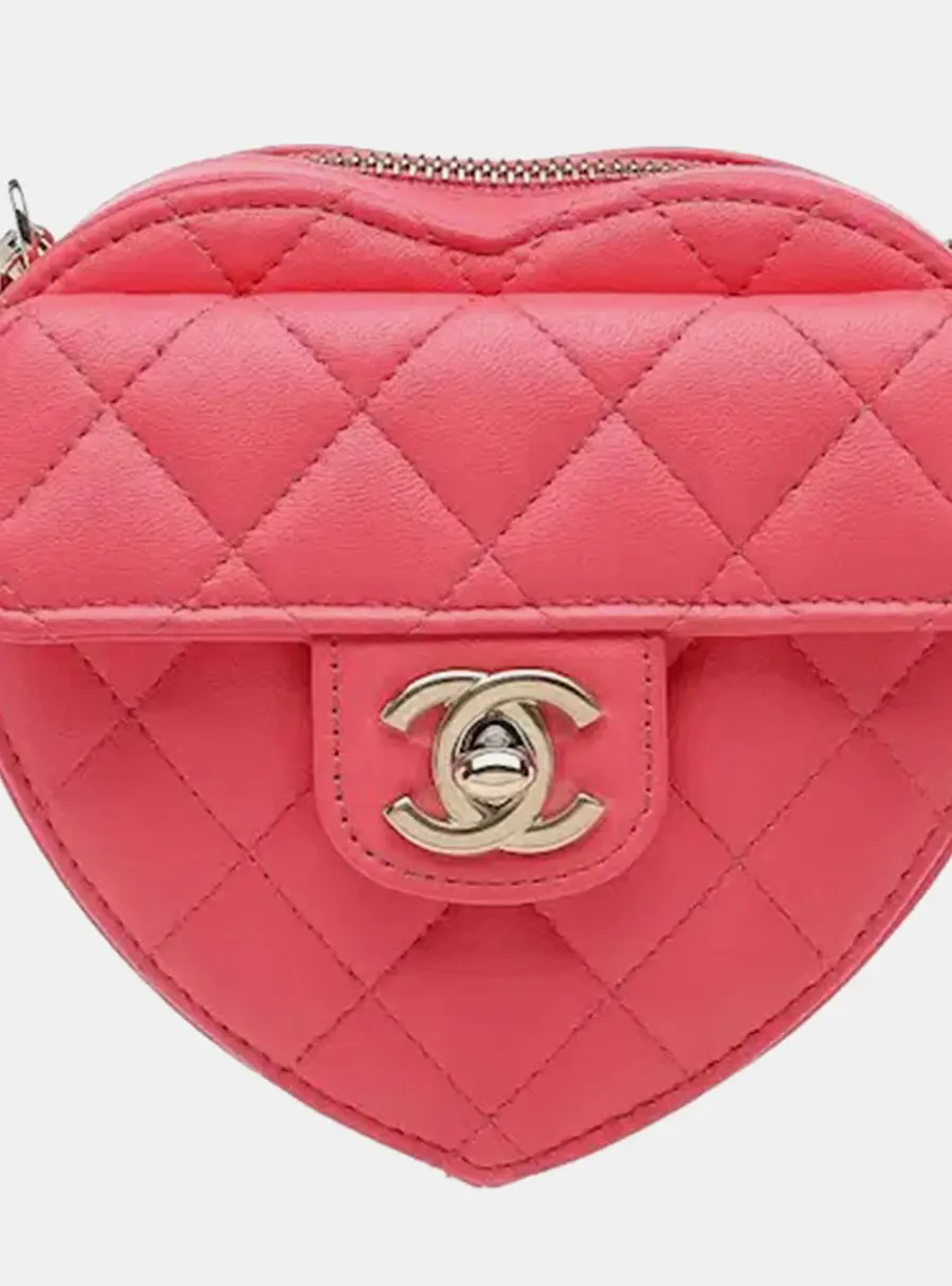 Chanel CC In Love 22S Small Coral Pink Lambskin Shoulder Bag