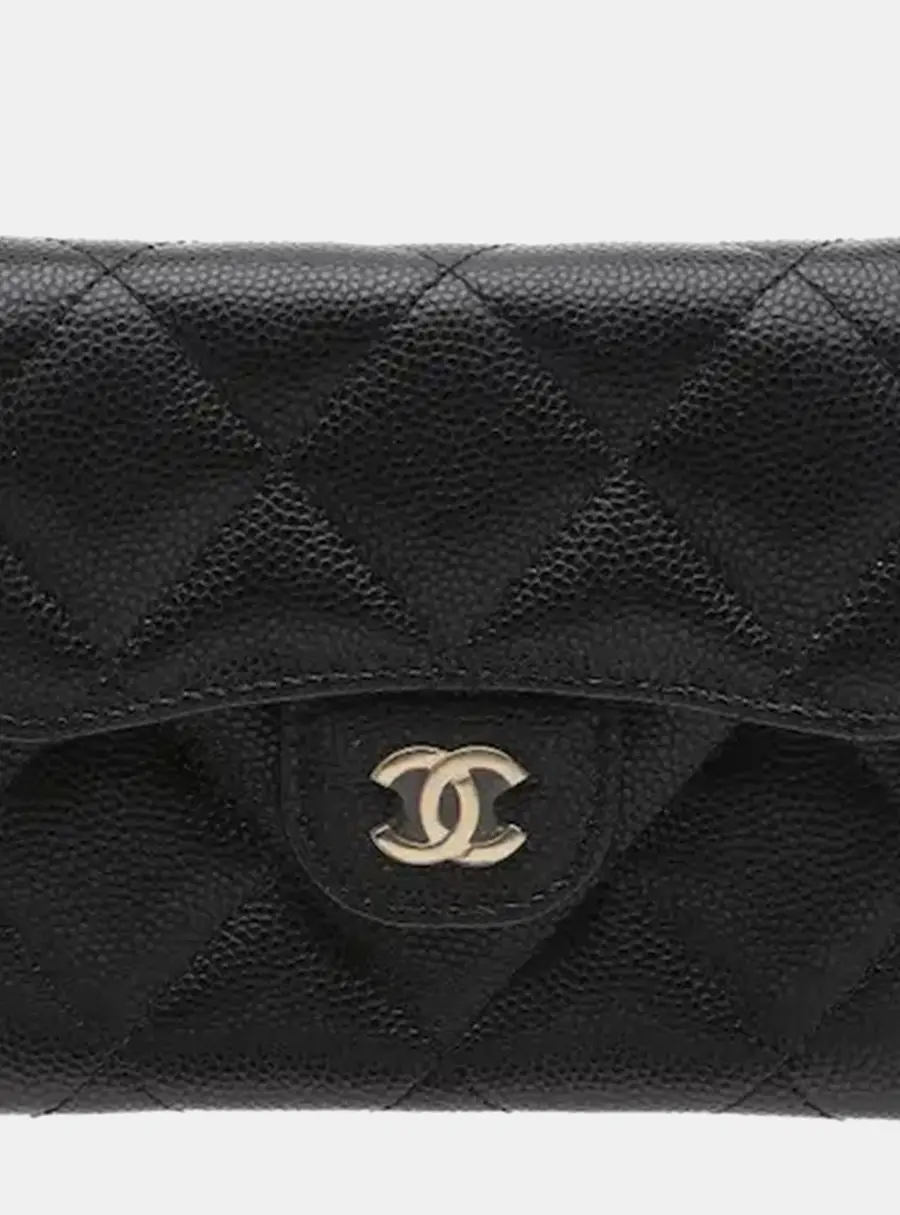 Chanel Classic Mini Black Grained Calfskin Leather Wallet on Chain Bag