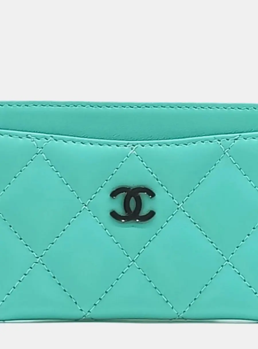 Chanel Blue Leather Lambskin Card Holder AP0213
