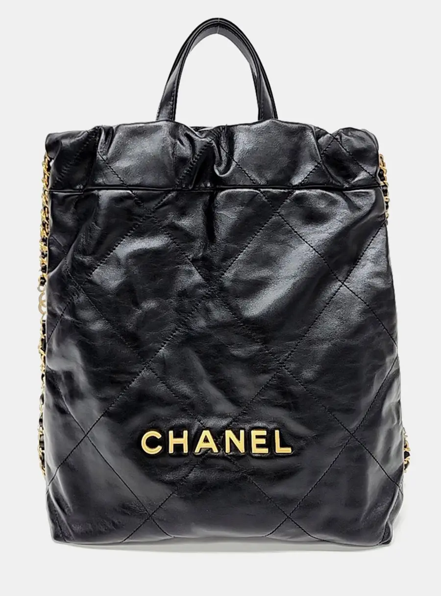 Chanel 22 Black Leather Backpack Small