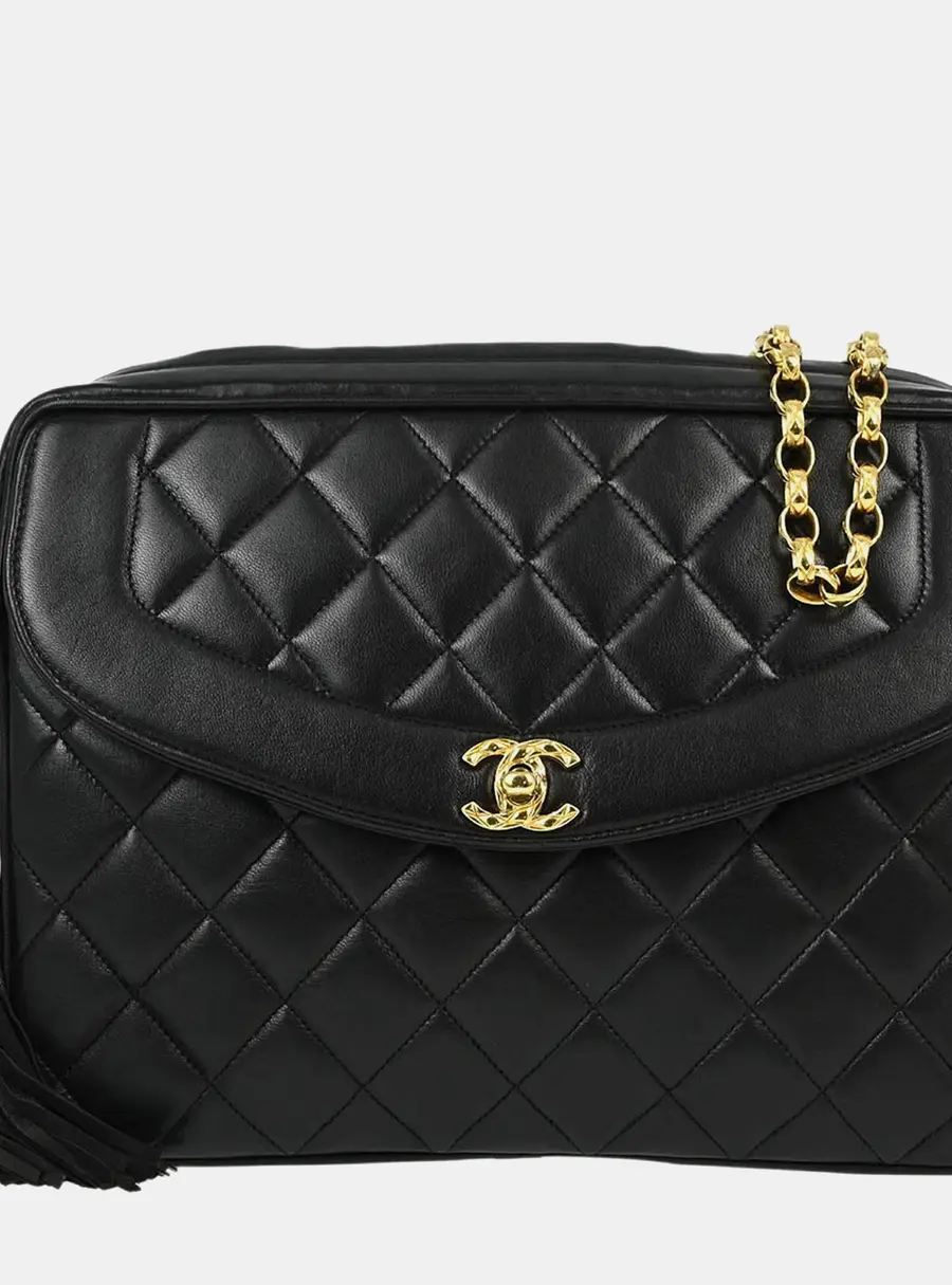Chanel Vintage Diana Flap Fringe Lambskin Leather Crossbody Bag
