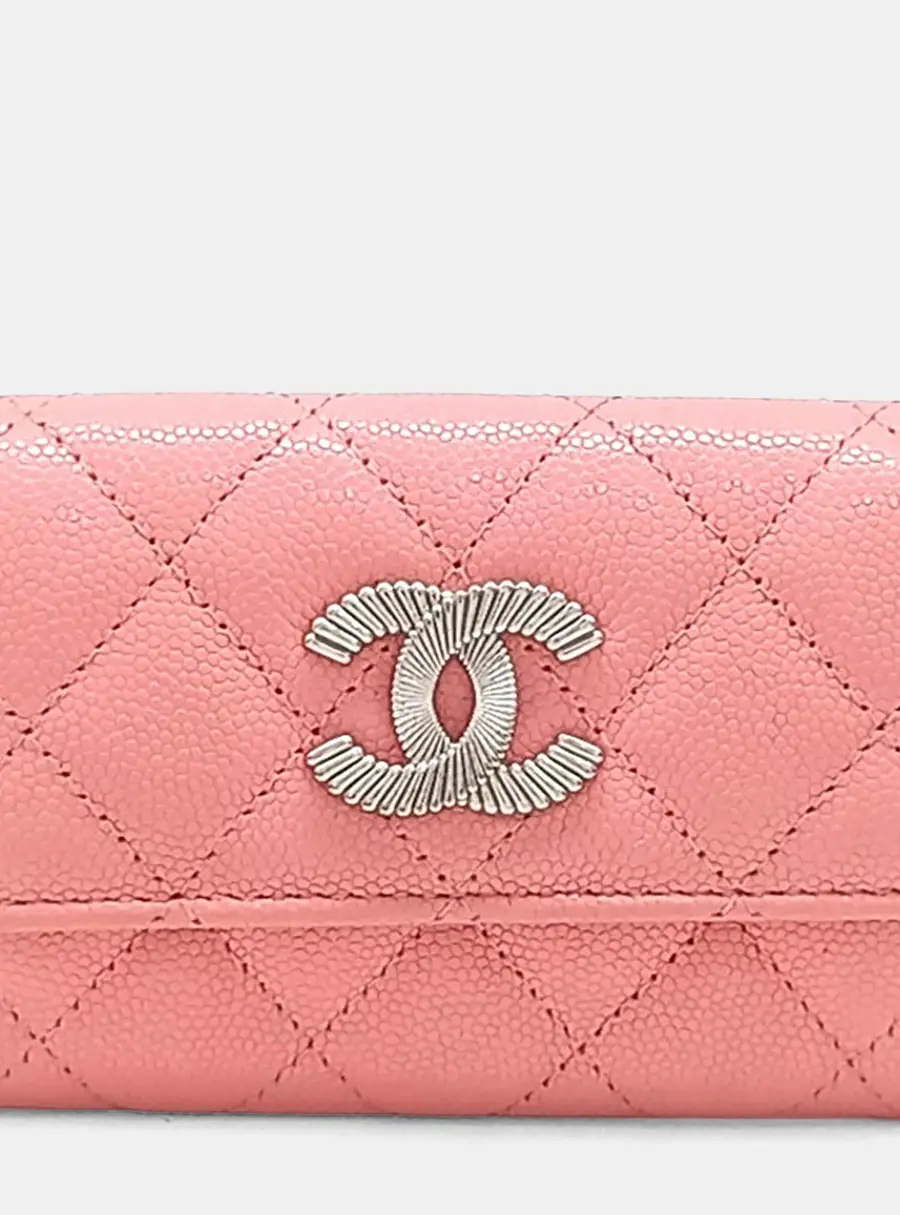 Chanel Pink Leather caviar card wallet