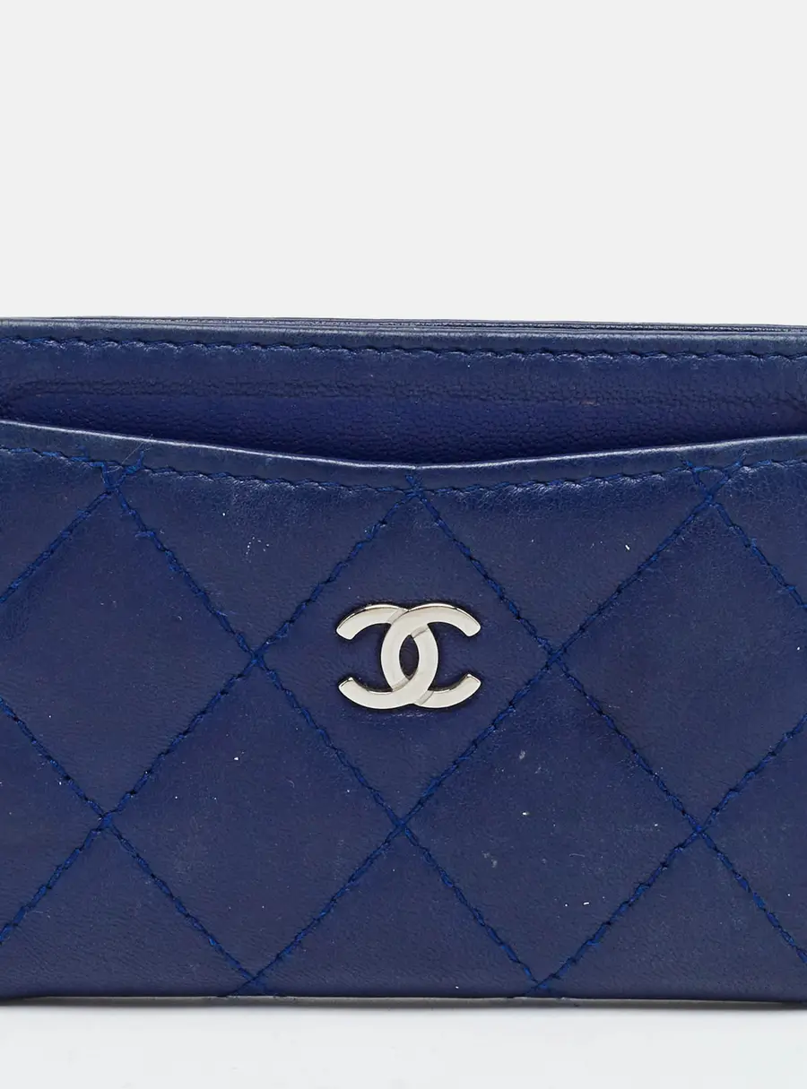 Chanel Classic Blue Quilted Leather Card Holder