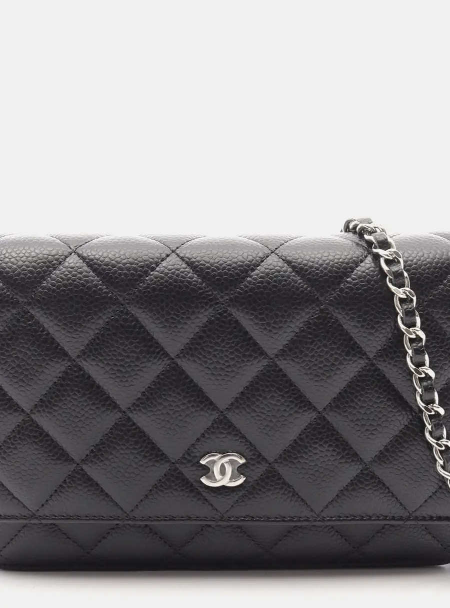 Chanel Classic Wallet on Chain Black Caviar Grained Calfskin Leather Crossbody Bag
