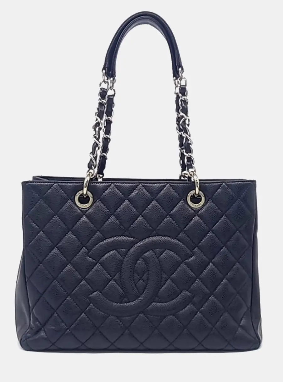 Chanel Grand Shopping Tote Black Caviar Leather Tote Bag