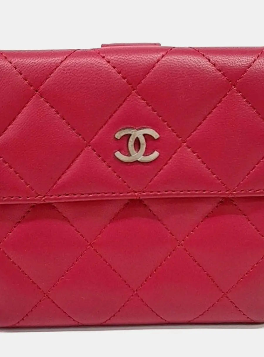 Chanel Red Leather lambskin wallet