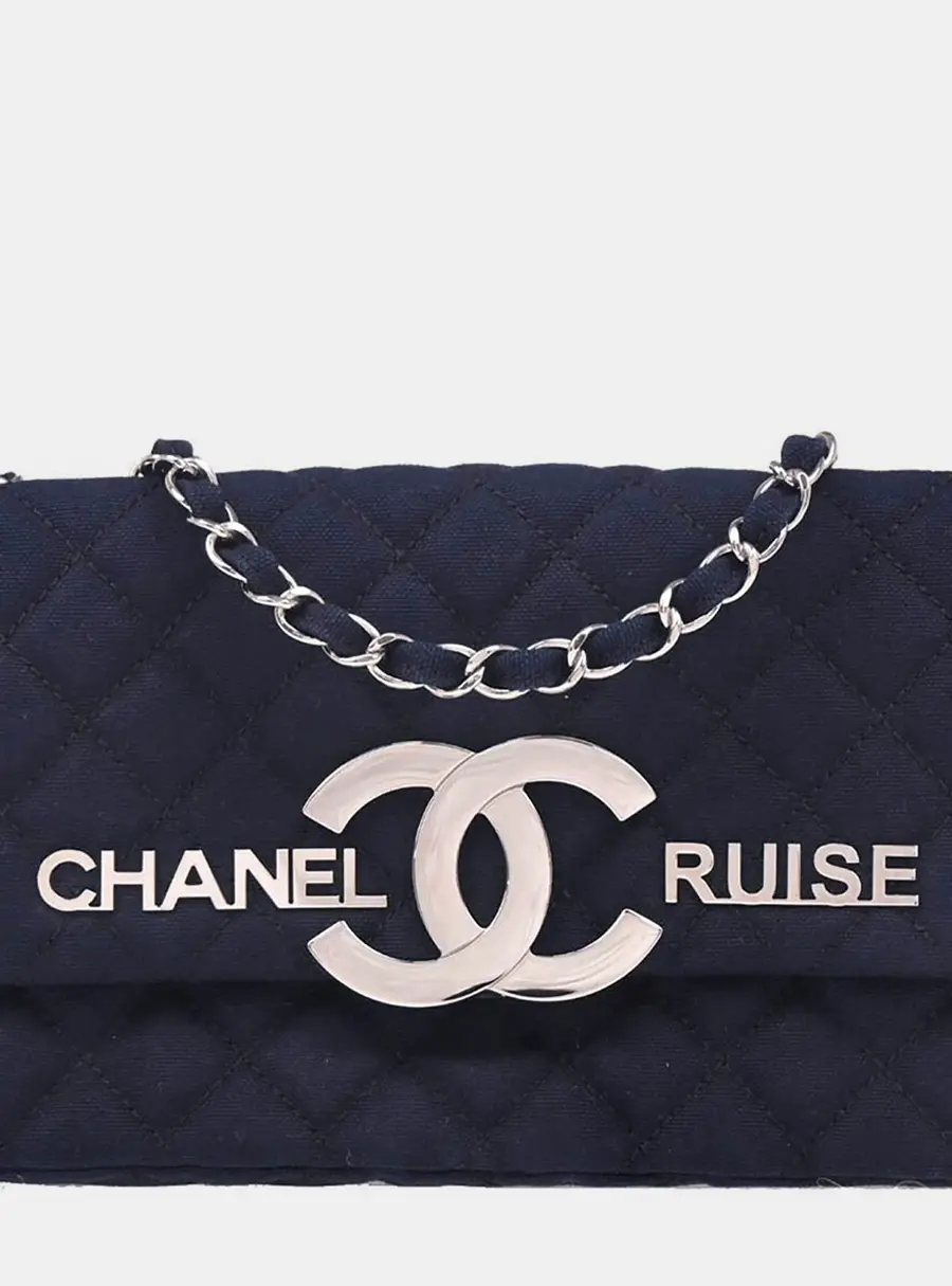 Chanel Cruise Line 23 Navy Canvas Chain Shoulder Bag