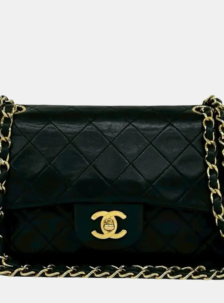 Chanel Classic Double Flap Medium Black Lambskin Shoulder Bag