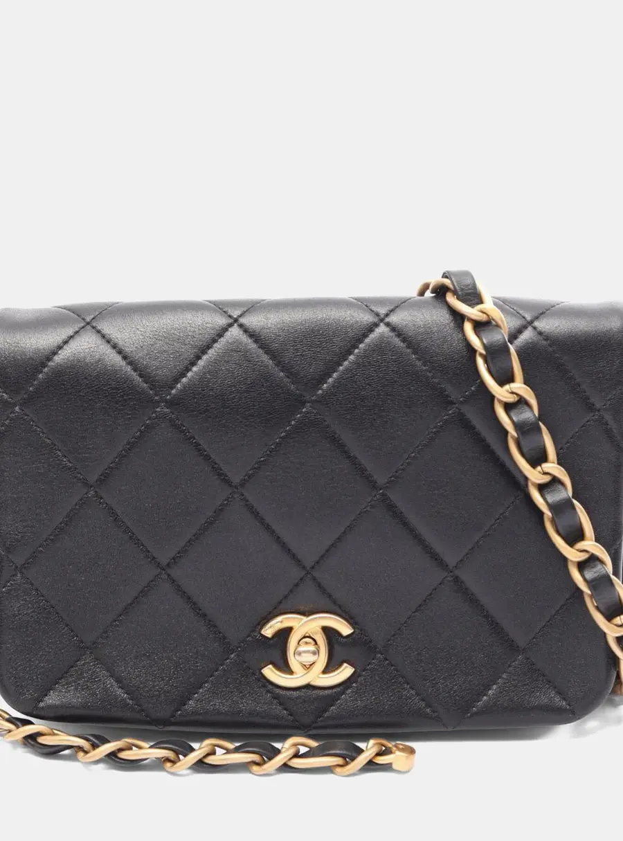 Chanel Matelasse Black Leather Shoulder Bag