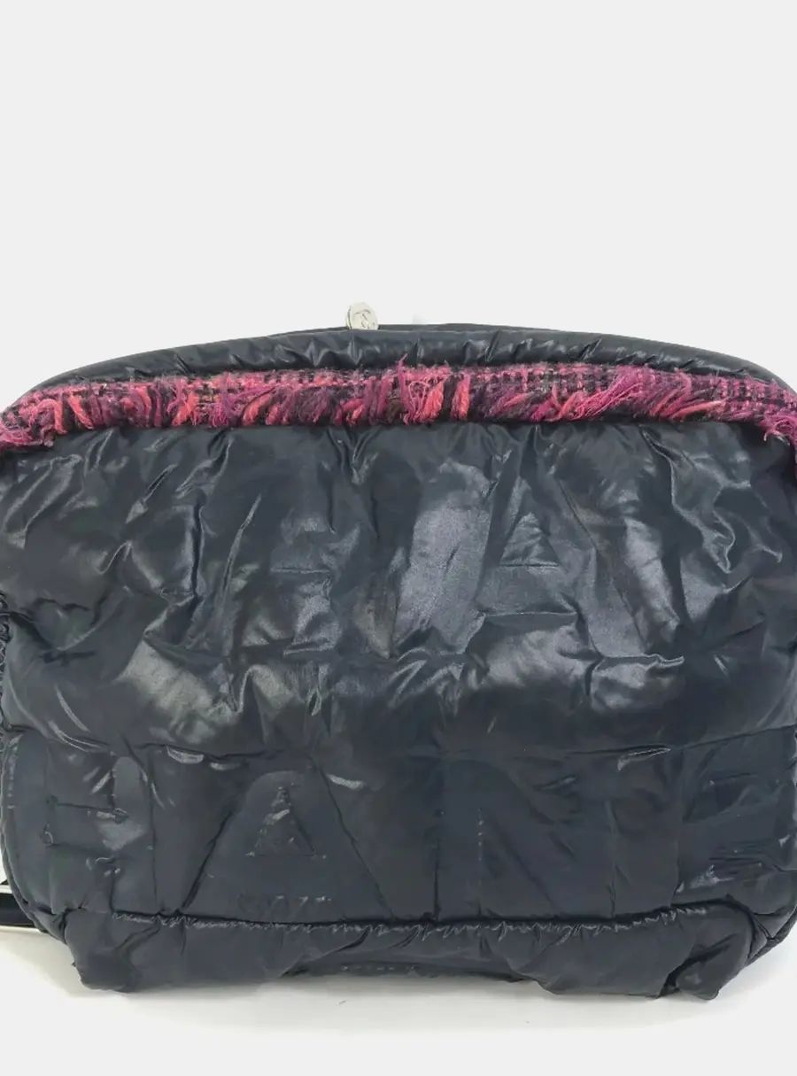 Chanel Coco Neige Navy Nylon Tweed Waist Belt Body Bag