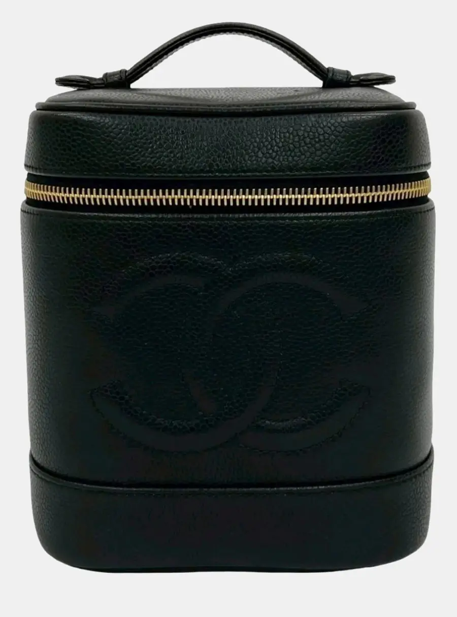 Chanel Timeless CC Medium Black Caviar Skin Top Handle Vanity Bag