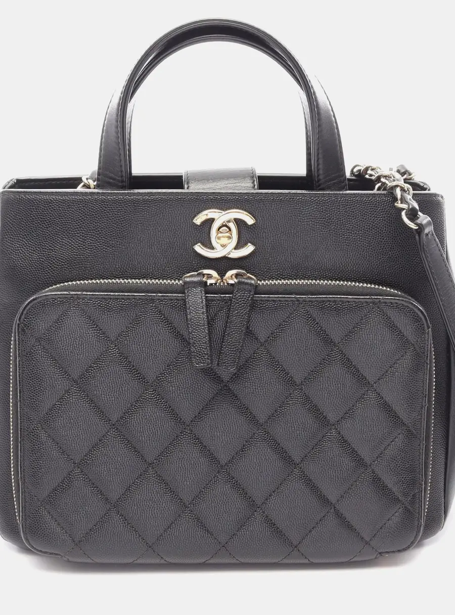 Chanel Business Affinity Small Black Grained Calfskin Leather Tote Bag