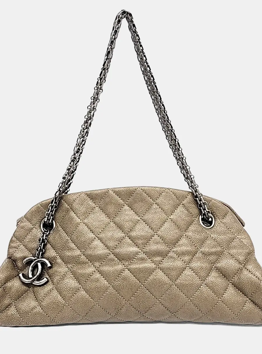 Chanel Mademoiselle Brown Leather Bowling Bag